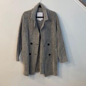 Anthropologie Gray Herringbone Pea Coat